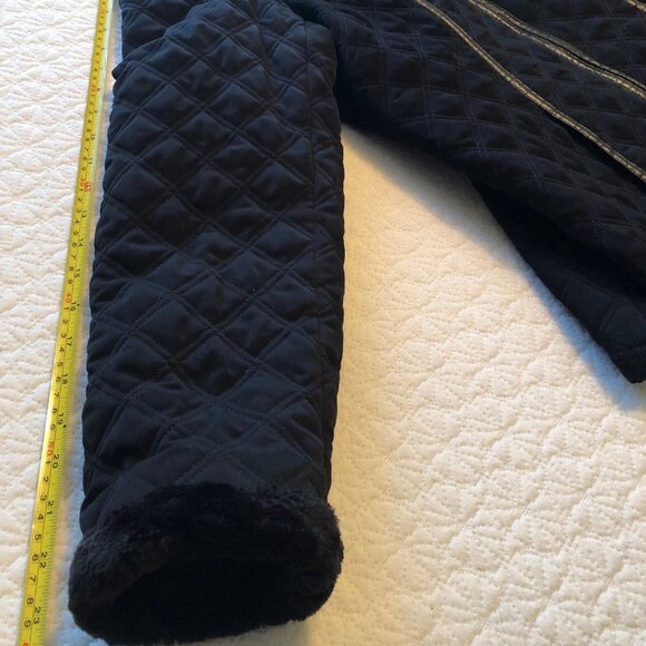 ESPRIT Outerwear Quilted Coat Lined Full Zip Jacket Faux Fur Collar Black Large - Picture 6 of 8